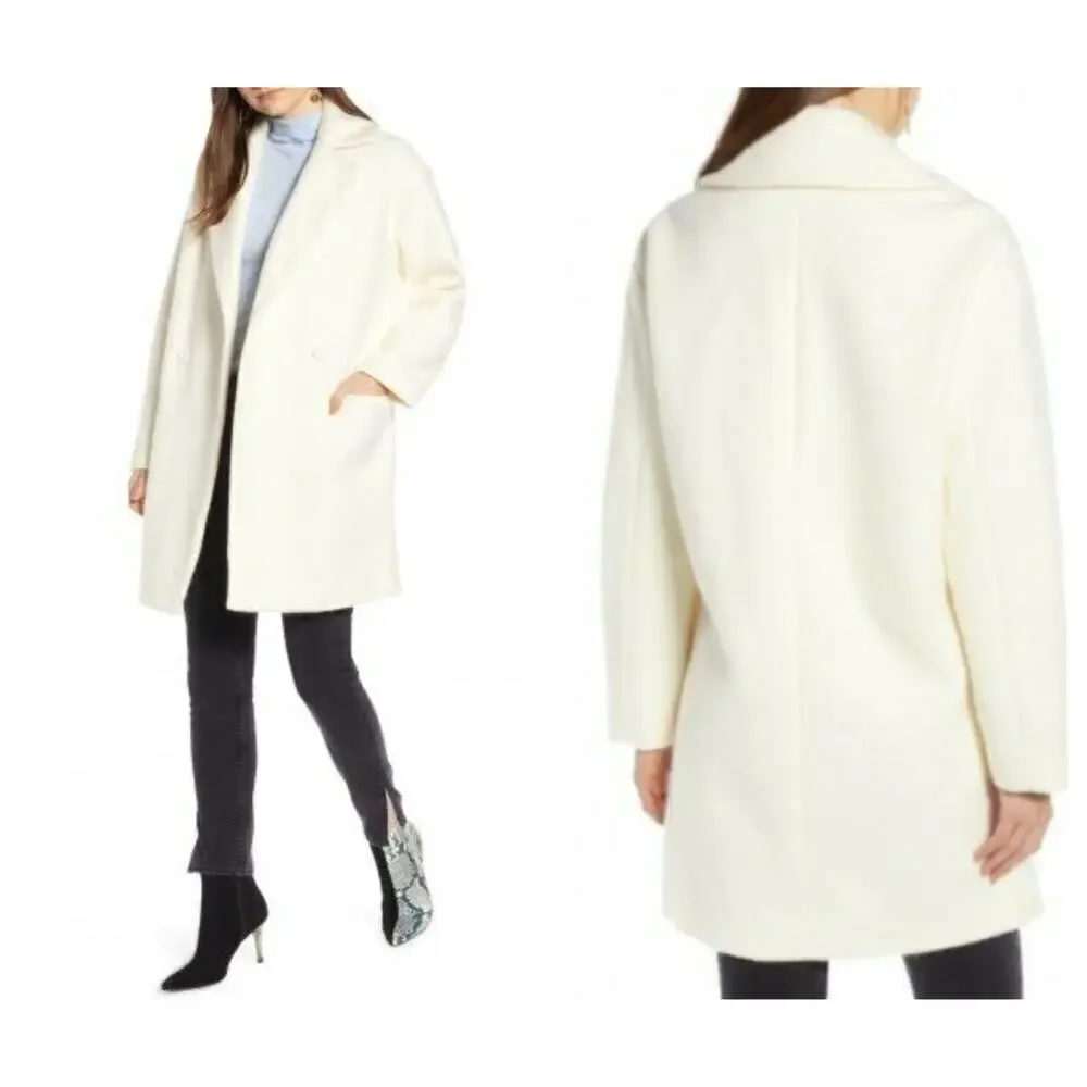 Something Navy Women Double Breasted Jacket in Ivory Size Large